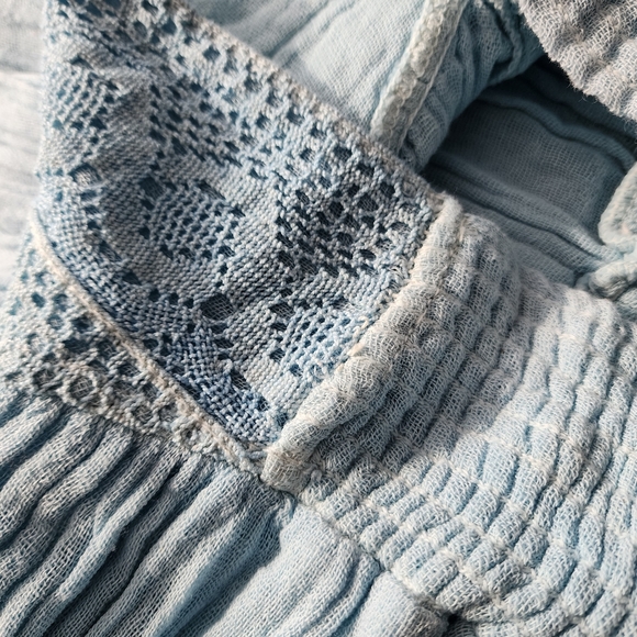 New Free People Jen's Pirate Booty Blue Gauze Maxi Skirt - Picture 6 of 12